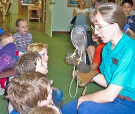 Children meet Miranda Goshawk